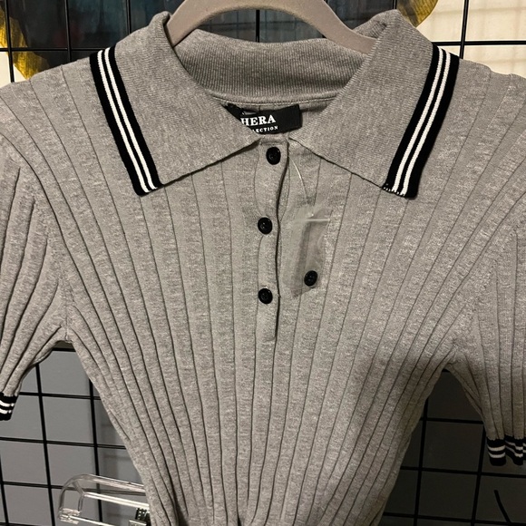 Hera Collection Gray Ribbed Knit Top - Picture 2 of 6